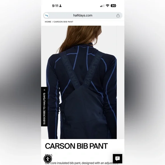 Halfdays Carson Bib Pant Navy NWT Small - Picture 3 of 5